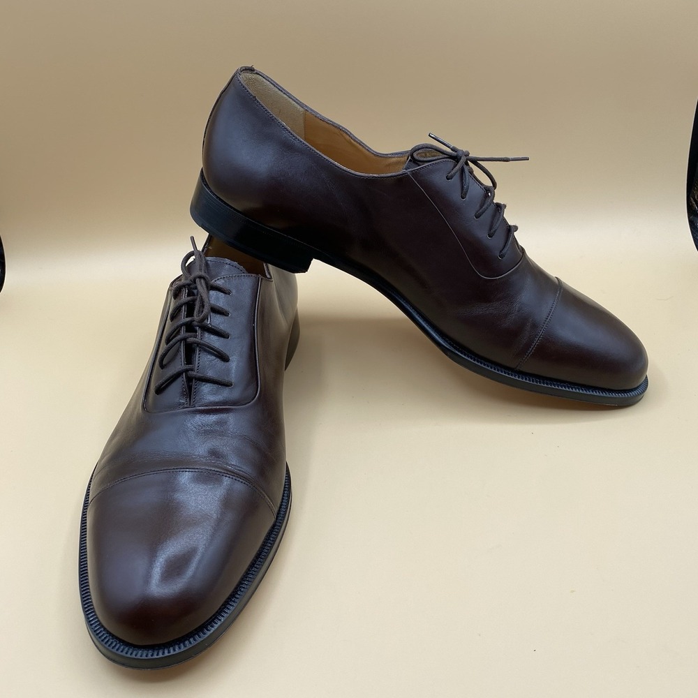 Bruno Magli Men's Cap Toe Oxford Dress Shoes Brown Leather Size 11 M Italy - Picture 2 of 10